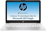HP Stream Laptop | 11,6' HD Display | Intel Celeron N4120 | 4GB DDR4 RAM | 64GB eMMC | Intel Grafik | Windows 11 S-Mode | QWERTZ Tastatur | Weiß | inkl. Microsoft Office 365 Single